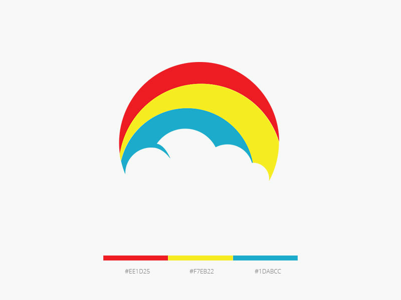 Arc En Ciel - School logo cloud rainbow negative space flat branding logo