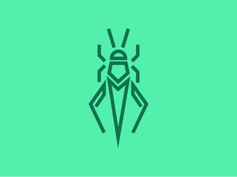 Hopper mark vector illustration lines bug cricket logo