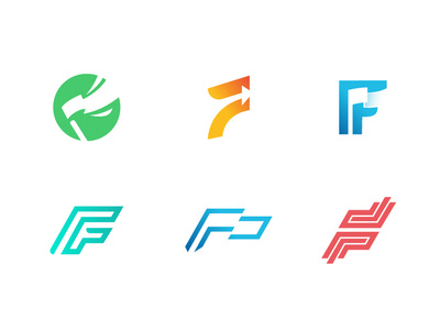 Follow - Concept logos arrow branding concept flags flat gradient letter lines logo mark symbol vector