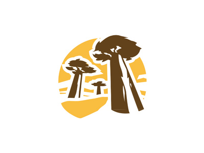 Land of Giants baobab branding concept flat illustration mark sunset tree tree logo vector yellow