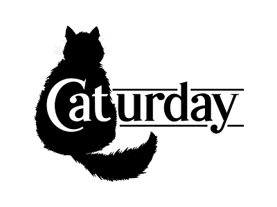 Caturday animal black and white bw cat cats caturday fur housecat illustration lettering silhouette typography