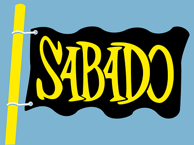 Sabado design flag illustration lettering retro typography vector yellow