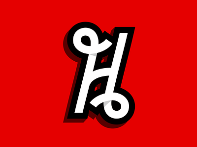 H black design h letter lettering red type design typography vector
