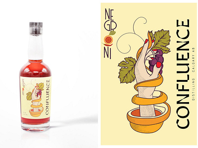 Confluence Distilling - Negroni Label Design