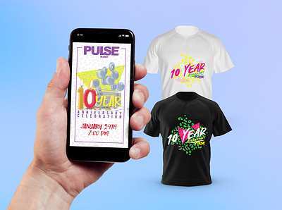 Pulse Studios 10 Year Anniversary - Campaign anniversaryevent brandidentity campaign dancestudio design digitalmarketing marketing print tshirts