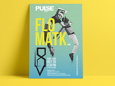 Pulse Studios Poster - Flowmatk & LV8 Auditions 2020 campaing concept dancestudio digital marketing poster print socialmedia