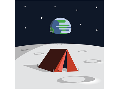 Camp on the Moon camp illustration moon poster print space tent