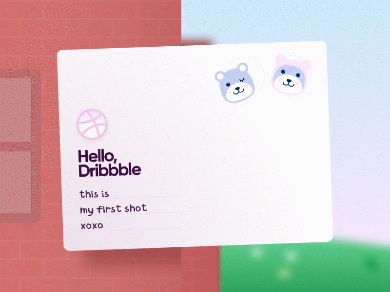 Hello Dribbble! 2d animated animated gif cute first post first shot flag hello illustration like mail