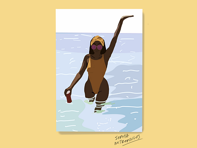 Summer Scenes III beach body bikini body black is beautiful digital drawing illustration illustration art illustration digital portrait drawing portrait illustration summer scenes thick women