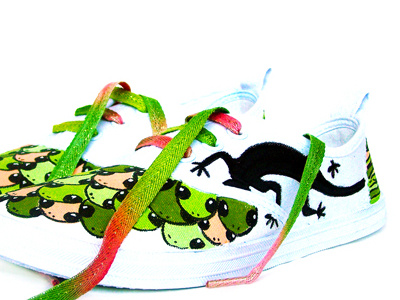 Margouillat 974 chaussures fun green lézard margouillat shoes tag vert
