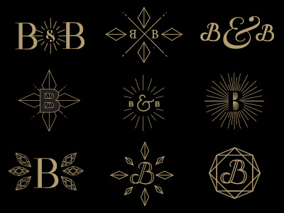 B&B First Round b bb gem gold typography