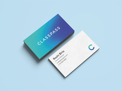 Classpass Business Cards blue business cards gradient green print
