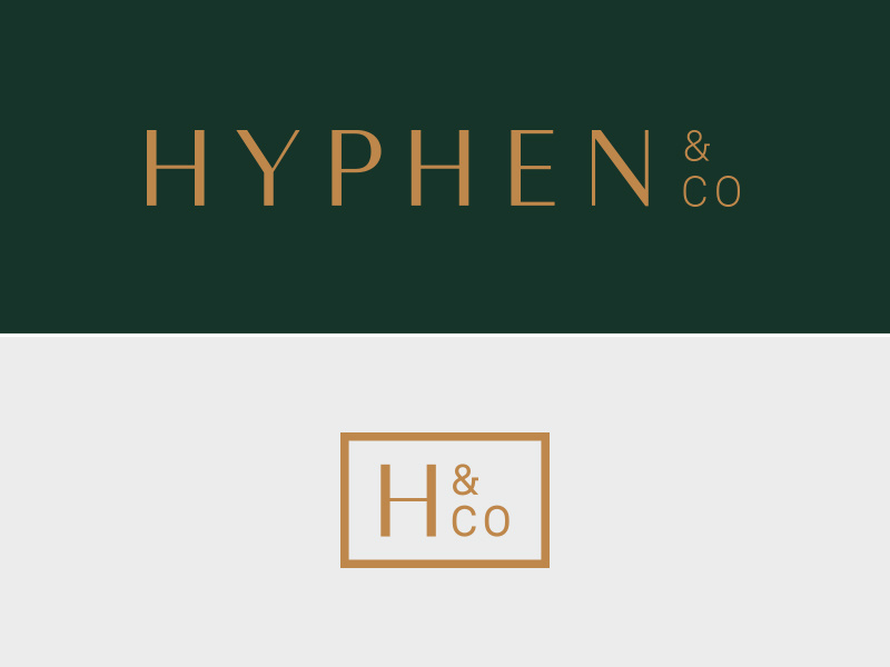 Hyphen tan green clean simple co hco h branding logo
