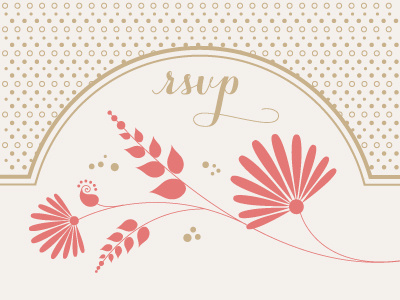 Floral RSVP coral flowers gold wedding