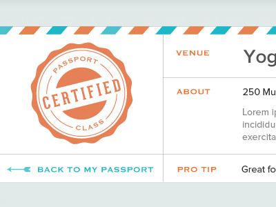 Passport Certified Venue blue orange passport stamps web