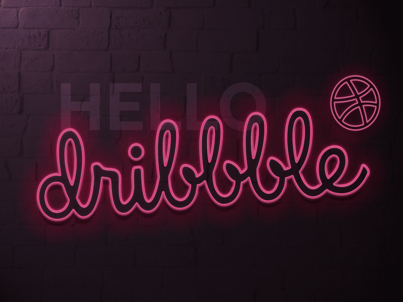 Hello Dribbble animation hello dribbble illustration neon light neon sign