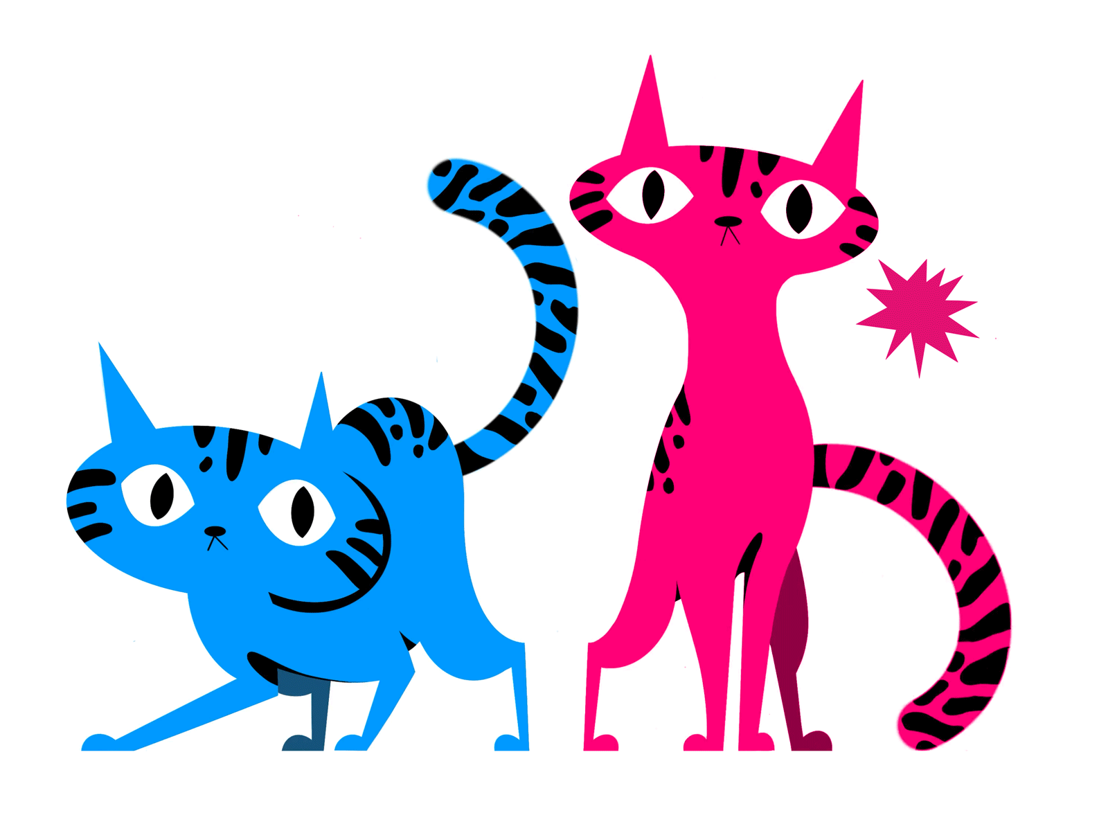 Hypno cats aftereffects animal animal art animation cats color digital gif illustration ipadpro procreate raster stripes
