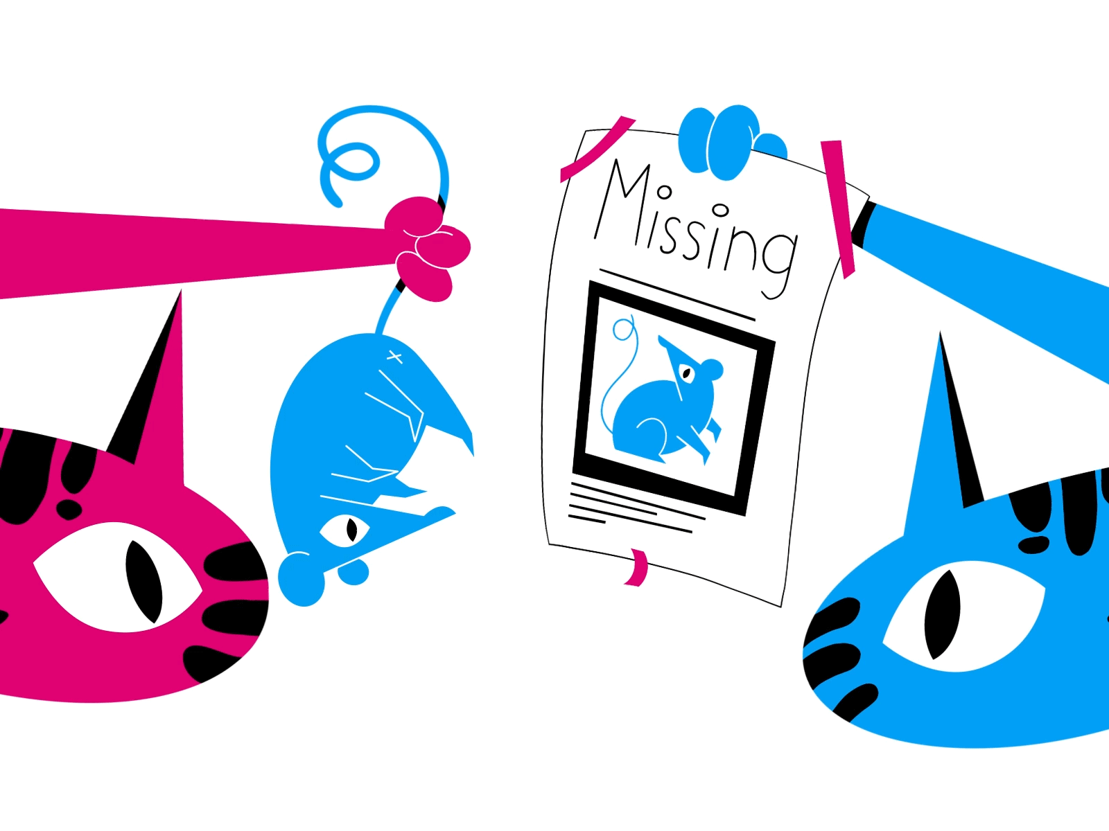 Finally found adobeaftereffects animal animation cats digital eyes illustration ipadpro missing mouse poster procreate