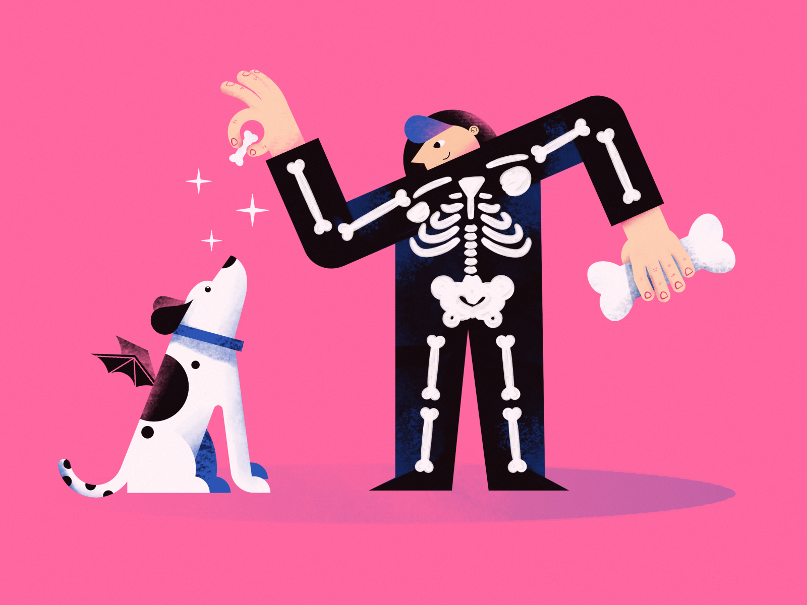 Skeleton flat illustration characterdesign color animal art vector treat skeleton costume halloween affinitydesigner dog bones design flat digital illustration