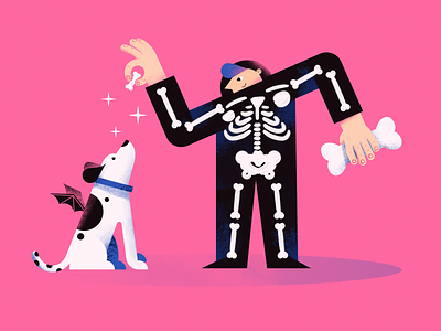 Skeleton affinitydesigner animal art bones characterdesign color costume design digital dog flat flat illustration halloween illustration skeleton treat vector