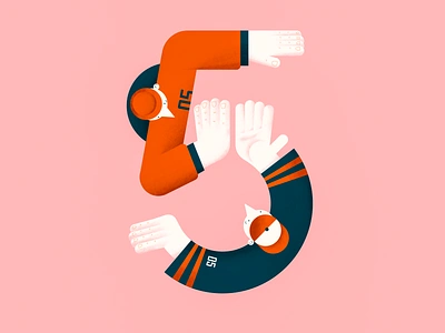 Say high five 5 characterdesign color design digital five flat friends hands highfive illustration number people vector