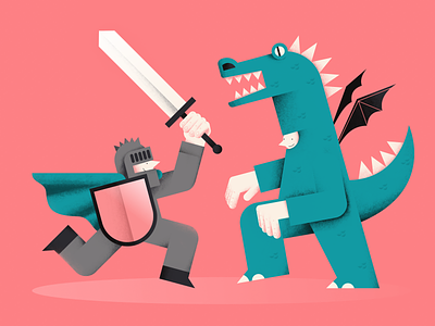 Battle battle characterdesign color costume party design digital dragon flat illustration knight people shield sword vector