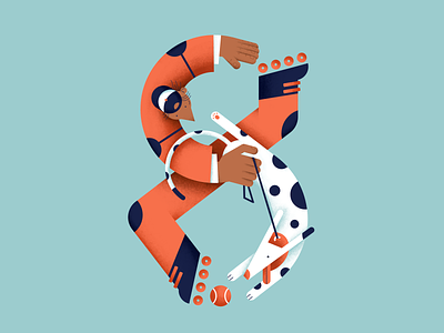 Knot 8 animal ball characterdesign color design digital dog flat friends hands illustration knot number people pet roller