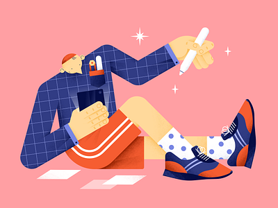 Let's draw! artist characterdesign color design digital flat hands illustration pattern pocket shoes stars stripes textures vector