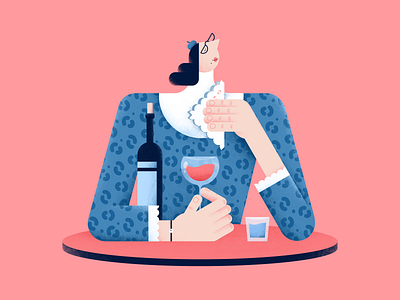 A glass of wine characterdesign color design digital fashion flat glass glasses hands illustration napkin pattern people style vector wine