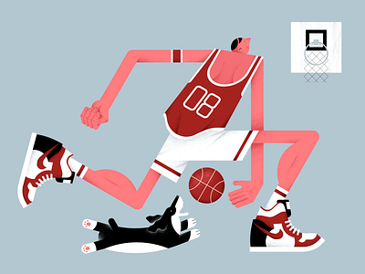 Basketball animal ball basketball characterdesign color design digital dog flat friends illustration people pet sneakers sports vector
