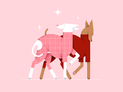 Couple animal clothes color couple design digital dog fashion flat illustration pattern pet stars valentines day vector