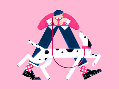 Let's walk like the letter "A" 36daysoftype animal boots characterdesign color design digital dog flat friends illustration letter pattern people pet vector