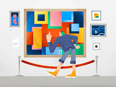 Art Gallery abstract art characterdesign color composition design digital flat frame gallery illustration museum pattern people shadow vector