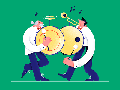 Music Time characterdesign color design digital drums duo flat hands illustration music musician people sound trumpet vector