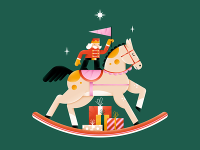 Merry Christmas! characterdesign christmas color design digital flag flat gift horse illustration nutcracker pattern people stars vector