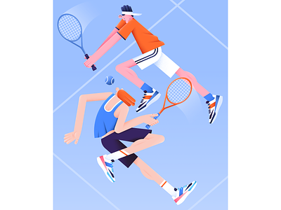 Tennis ball color design digital flat hands illustration pattern people racket sneakers sport stripes tennis vector
