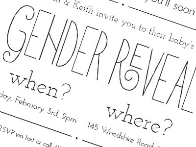Gender Reveal hand lettering invitation