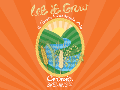Cronic Brew - Let it Grow beer hand lettering illustration label