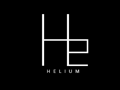 Helium Monogram (The Element) logo minimalist. black monogram white