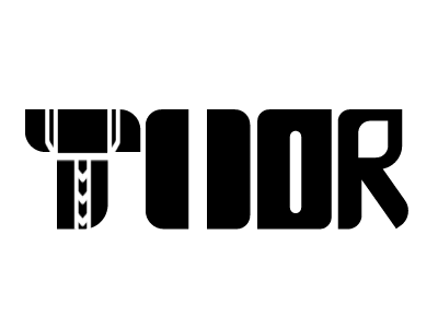 Thor logo minimalist. black name shapes white