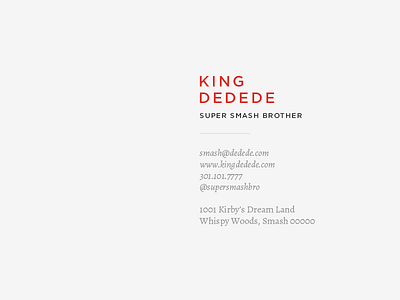 Smash with King Dedede business card contact dedede king penguin type