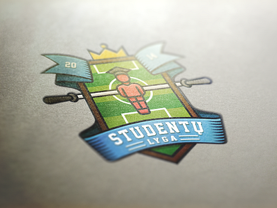 Students League 2014 crown deiv emblem foosball football game logo ribbon student table wood