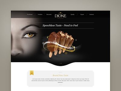 Dione Landing Page chocolate deiv dione face header ice cream landing main page studio4 web