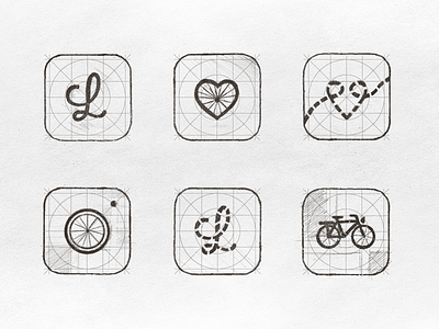 Lovetrack App Icon Drafts app bicycle bike deiv grid guides icon ios 7 love lovetrack sketch