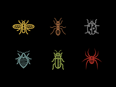 Bugs ant bee bug bugs colors curves deiv icons ladybird outlines spider