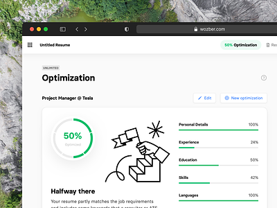 Resume Optimization analytics cover letter cv data graphics optimization resume resume template sketch tesla wozber