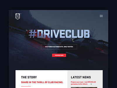 DRIVECLUB header deiv driveclub hamburger header landing menu playstation racing web