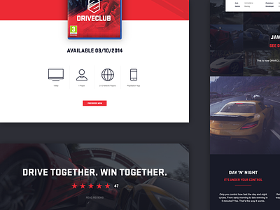 DRIVECLUB unofficial web design cars deiv driveclub game icons landing playstation ps4 racing web design