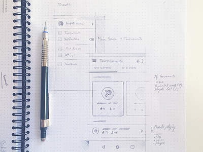 Early app sketches android android l app deiv grid material design pencil sketch sport ui