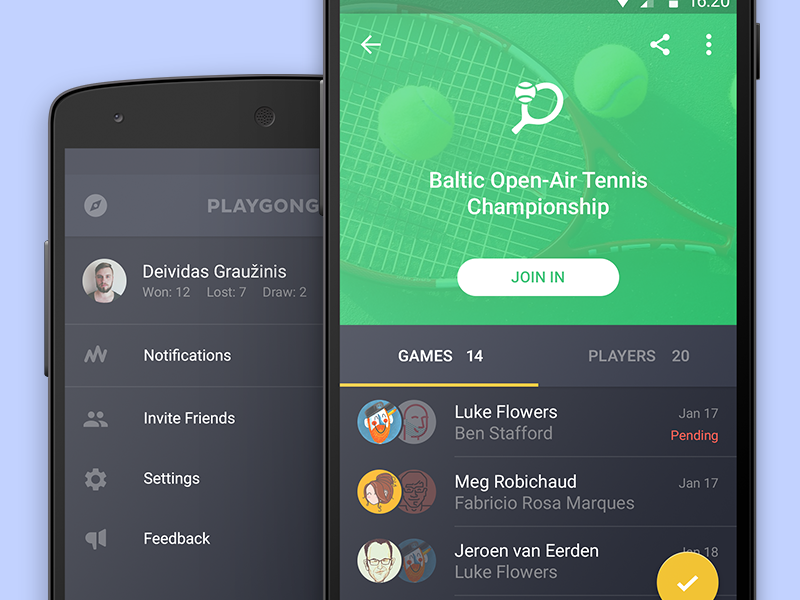 Playgong playgong android l app feed games chess pool deiv social material design